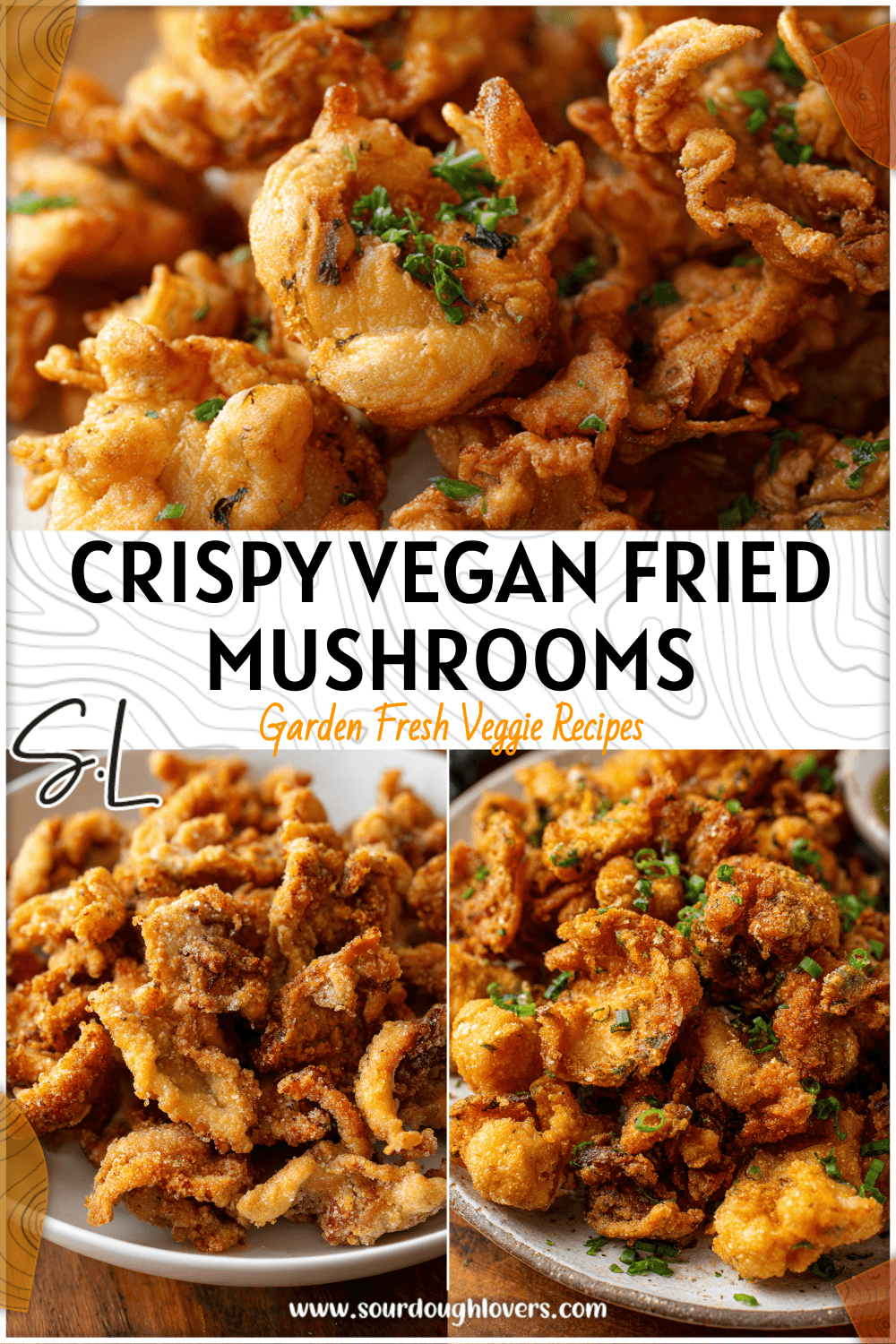 Crispy golden fried oyster mushrooms served on a plate as a delicious appetizer without meat.